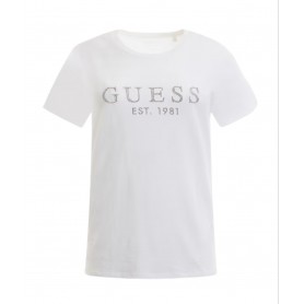 T-shirt donna Guess Crystal easy tee white E24GU07 W3GI76K8G01