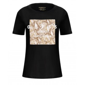 T-shirt donna Guess stampa python tee black E24GU08 W3YI24JA914