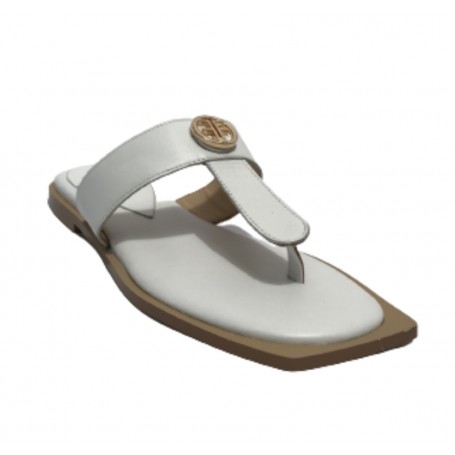 Scarpe donna ciabatta infradito Fracomina in pelle bianco DS23FR08 F723SS1001L40101