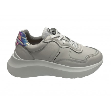 Scarpe donna Ambitious 12162W sneakers in pelle bianco / cangiante DS22AM01