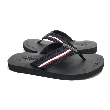 CIABATTA UOMO US POLO ZANTE INFRADITO IN TESSUTO/ GOMMA COLORE BLACK US19UP28
