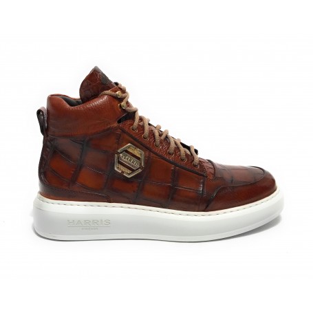 Scarpe uomo Harris polacchino pelle stampa cocco marrone nuss U17HA201