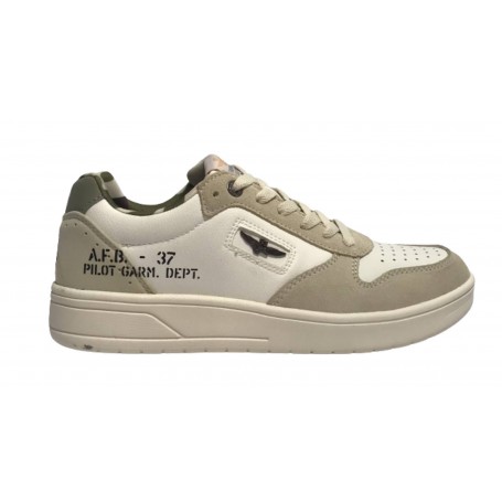 Sneaker Aeronautica Militare in ecopelle white/ suede beige U24AR08 232SC235