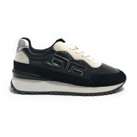 Scarpe donna Fornarina sneaker running Urraca in pelle/ nylon black D24FN10