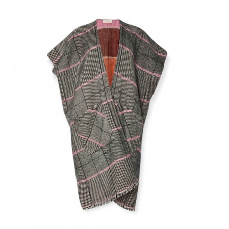 Gilet donna Liu Jo con tasche a scacchi grigio/ rosa E24LJ55 2F3076