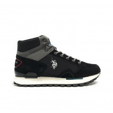 Polacchino uomo US Polo ARON005M pelle e tessuto black gray U24UP18