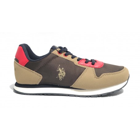 Scarpe US Polo sneaker Nobik 011 ecosuede beige/ nylon brown Z24UP03