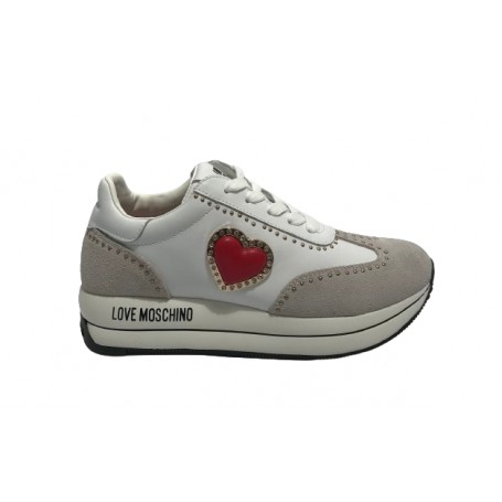 Scarpe Love Moschino sneaker in pelle/ scamosciato bianco DS24MO01 JA15064