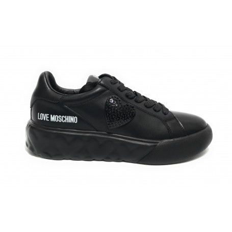 Scarpe Love Moschino sneaker in pelle nero DS24MO03 JA15014