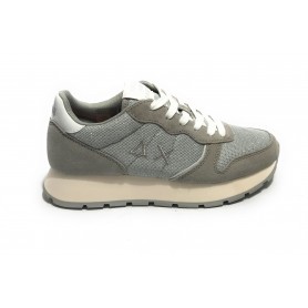 Sneaker running Sun68 Ally glitter textile in suede grigio/ tessuto argento donna DS24SU07 Z34203