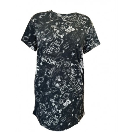 Maxi t-shirt donna Moschino nero con stampa logo ES24MO07 V6A0710 4412 1555