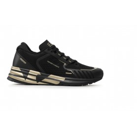 Sneaker running EA7 Emporio Armani training mesh black gold unisex US24EA02 X8X094