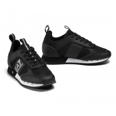 Sneaker EA7 Emporio Armani training ecosuede/ mesh black/ white unisex US24EA09 X8X027