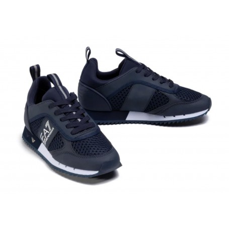 Sneaker EA7 Emporio Armani training ecosuede/ mesh blu navy/ white unisex US24EA10 X8X027