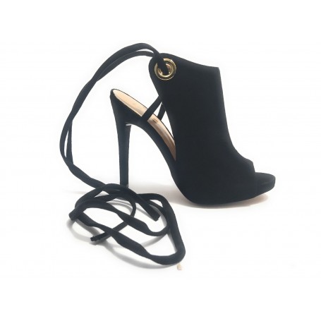 SCARPE CON TACCO LIU-JO MODELLO OKIKU IN PELLE SCAMOSCIATA NERA DS17LJ02