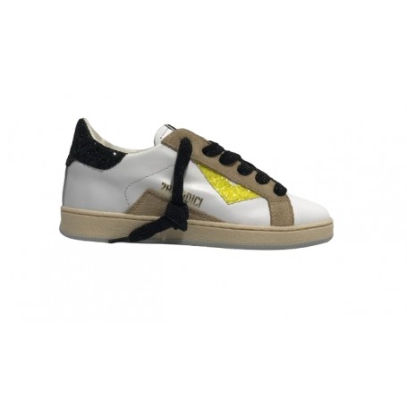 Scarpe 2B12 sneaker Mini Suprime-54 pelle bianco/ glitter nero ZS24QB02