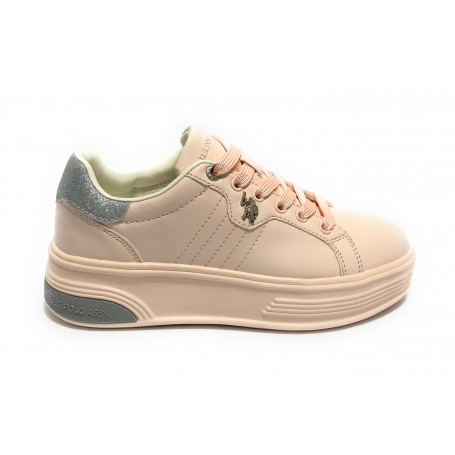Scarpe US Polo sneaker Asuka 001W in ecopelle rosa DS24UP05