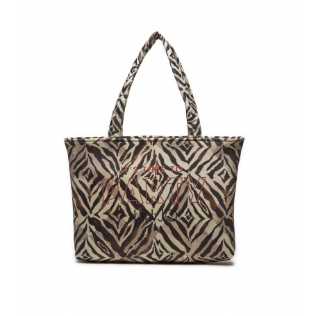 Borsa donna a mano/spalla Liu-jo Shopping scuba print in tessuto con logo etnic animalier cany BS24LJ130 VA4205 F0267