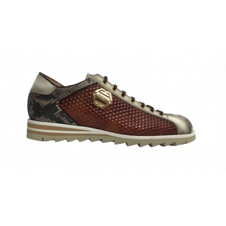 Scarpe uomo Harris sneaker pelle pregiata marrone/ bianco U17HA208 2817