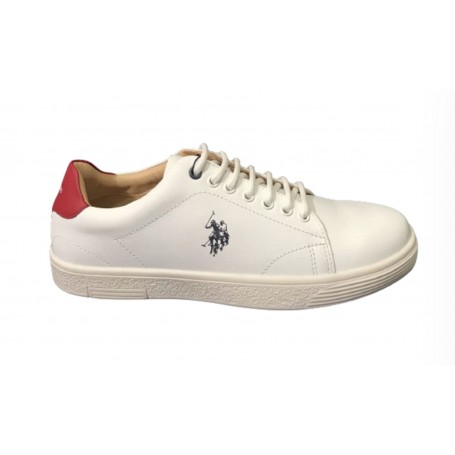 Scarpe U.S. Polo sneaker Hummer001 in pelle white/ red uomo US24UP21