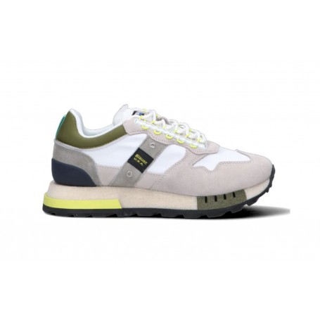 Scarpe Blauer sneaker Heron 02 in suede/ nylon white/ military US24BU06 S4HERON02/RIS