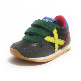 Scarpe bambino Munich Baby Massana sneaker con strap in suede grigio/ multicolor Z21MU13