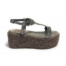 Scarpe donna Elite sandalo zeppa TC 70 in pelle/ suede grigio DS22EL17 923