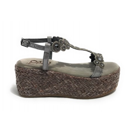 Scarpe donna Elite sandalo zeppa TC 70 in pelle/ suede grigio DS22EL17 923
