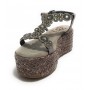 Scarpe donna Elite sandalo zeppa TC 70 in pelle/ suede grigio DS22EL17 923