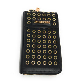 Portafoglio donna Love Moschino zip around porta telefono ecopelle nero A25MO02 JC5628PP1LLH100A