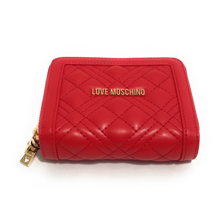 Portafoglio Donna Love Moschino zip around trapuntato rosso A25MO15 JC5634PP1LLA0500