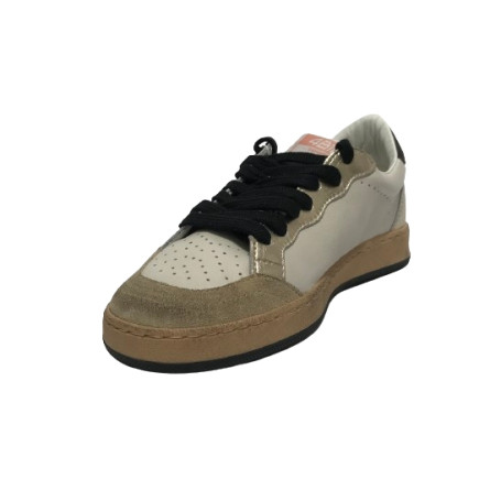 Scarpe donna 4B12 sneaker in pelle di colore bianco/ oro/ nero D25QB01 PLAY.NEW-D169