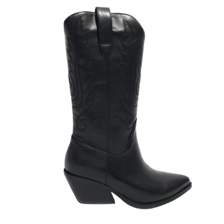 Scarpe donna Gold&gold stivale texano ecopelle nero D25GG01 GU221