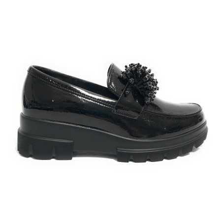 Scarpe donna mocassino Gold&gold vernice nero D25GG02 GB870