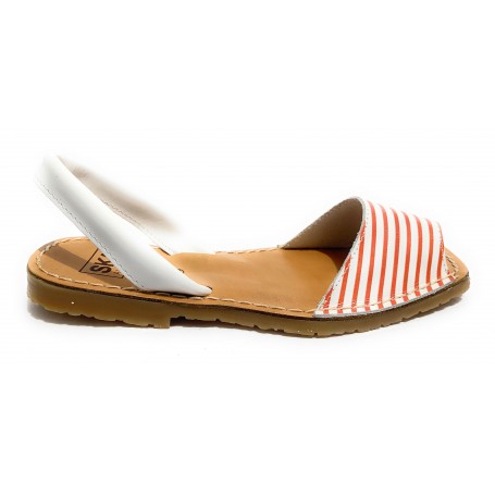SANDALO DA DONNA MINORCHINA SKA SHOES MOD. JUAN IN PELLE NAPPA BIANCO/ ROSSO DS19SK04
