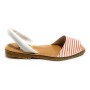 SANDALO DA DONNA MINORCHINA SKA SHOES MOD. JUAN IN PELLE NAPPA BIANCO/ ROSSO DS19SK04