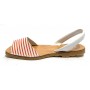SANDALO DA DONNA MINORCHINA SKA SHOES MOD. JUAN IN PELLE NAPPA BIANCO/ ROSSO DS19SK04