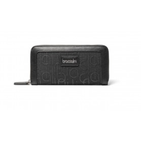 Portafoglio zip around Braccialini Font ecopelle/ tessuto nero A23BR04 B16410