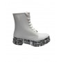 Scarpe donna Moschino anfibio pvc Marta bianco lucido multilogo D23MO17 JA24273