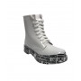 Scarpe donna Moschino anfibio pvc Marta bianco lucido multilogo D23MO17 JA24273