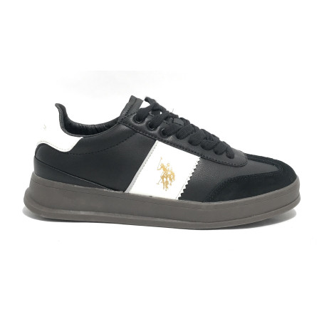Scarpe U.S. Polo sneaker Campy001 in pelle/ ecopelle black/ white uomo U25UP15
