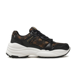 Scarpe donna Guess sneaker zeppa Samnie ecopelle/ tessuto black/ brown multilogo DS25GU25 FLFSAMFAL12