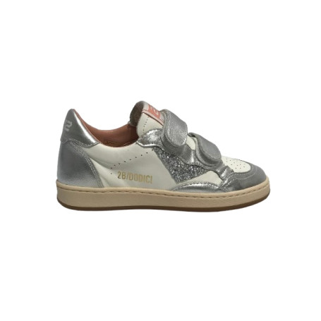 Scarpe 2B12 sneaker MiniPlay-117 pelle bianco/argento ZS25QB01