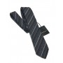 CRAVATTA UOMO GIVENCHY 100% SETA FALDA 7CM REGIMENTAL NERO BANDE GRIGIO   G5