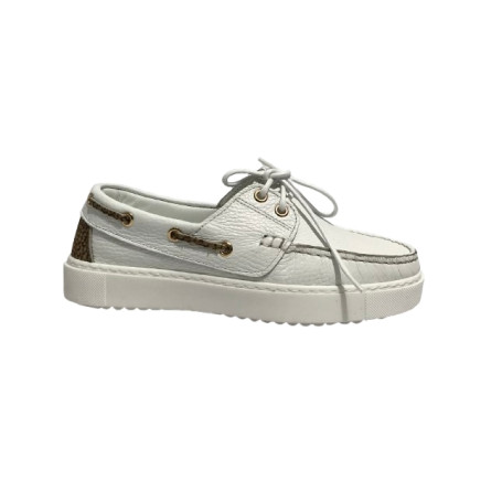 Scarpe donna Borbonese mocassino in pelle white/OP natural DS25BO04 91040022