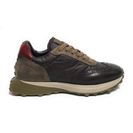 Scarpe uomo Ambitious 11752A sneaker running nero combi pelle/ nylon U24AM02