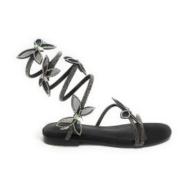 Scarpe donna Gold&gold sandalo con strass nero DS25GG26 GH52