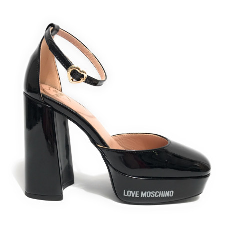 Scarpe donna Love Moschino sandalo plateau TC 115 vernice nero DS25MO11 JA1028