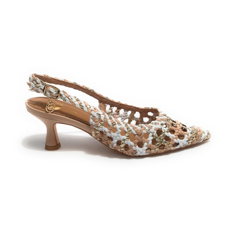Scarpe donna sandalo Gold&gold nude/bianco/oro DS25GG46 GD246