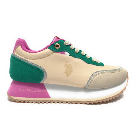 Scarpe U.S. POLO Donna sneaker Sacha007 light beige/ green DS25UP09